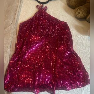 Sparkling Red Sequin Halter Dress